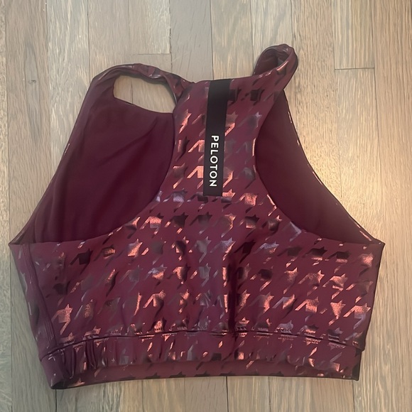 Peloton Sports Bra Maroon Foil Houndstooth  - Size Small - Picture 3 of 4